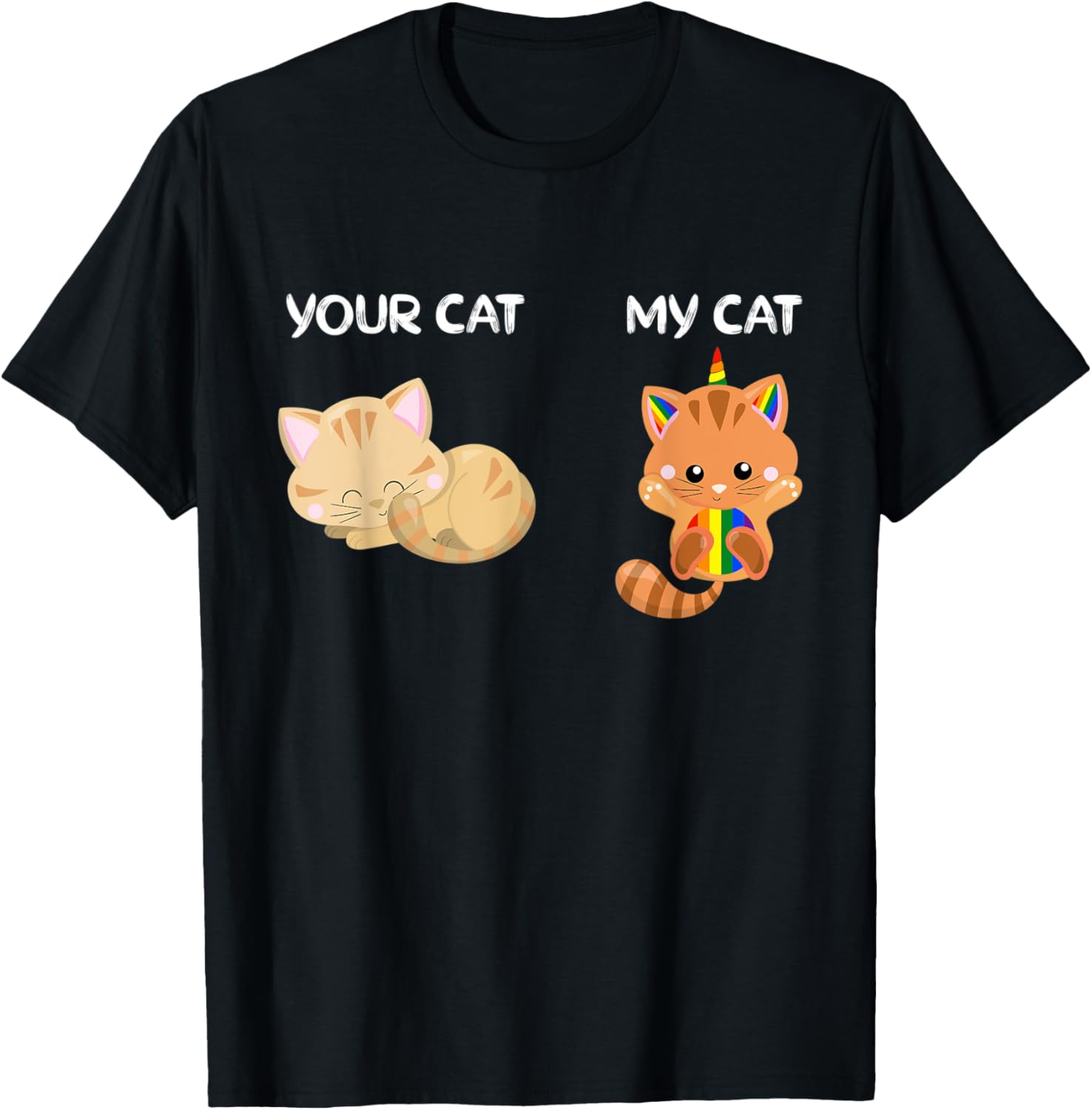 

Забавная футболка с изображением единорога: Твой кот, моя кошка, цвет гордости Funny Animal Shirts For Everyone, черный