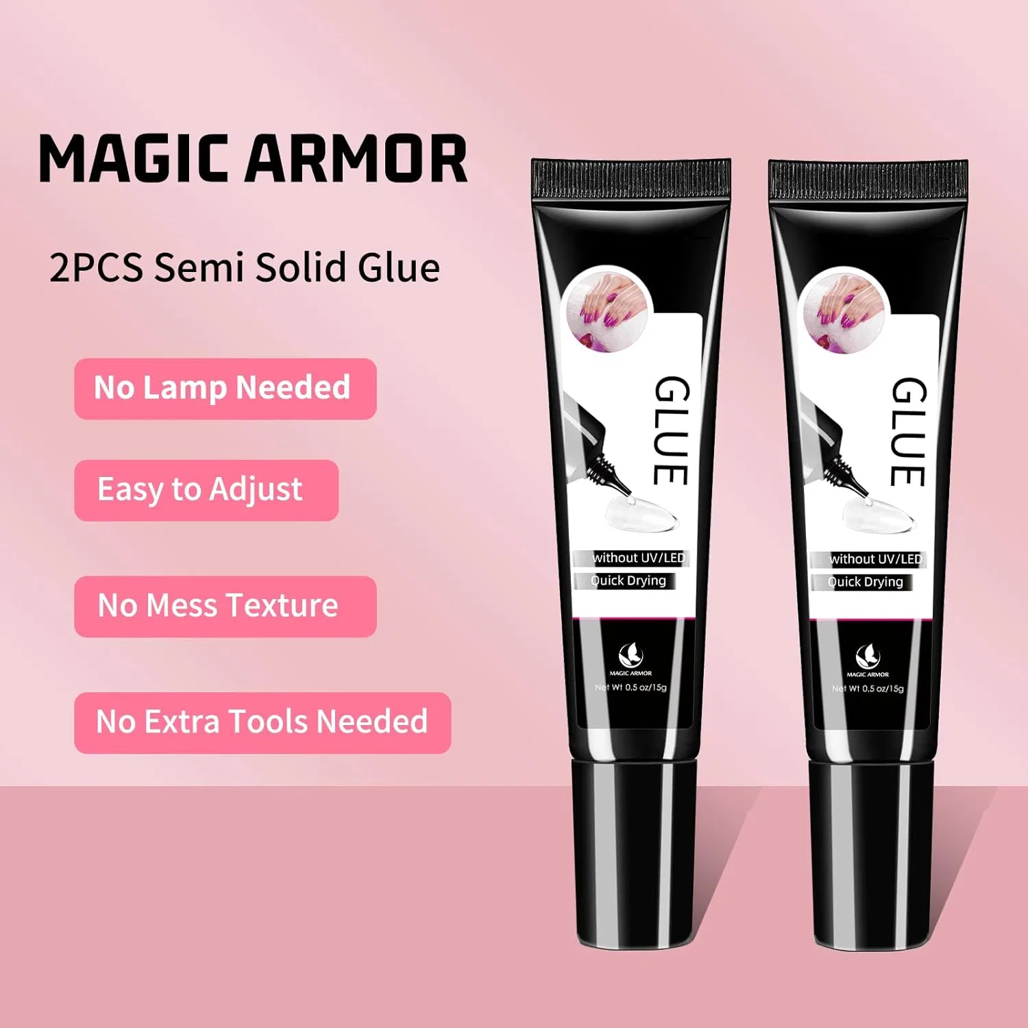 Набор из 2 гелей-клеев для накладных ногтей, 15 г Magic Armor, 2 X 15 G Nail Glue — фото 2
