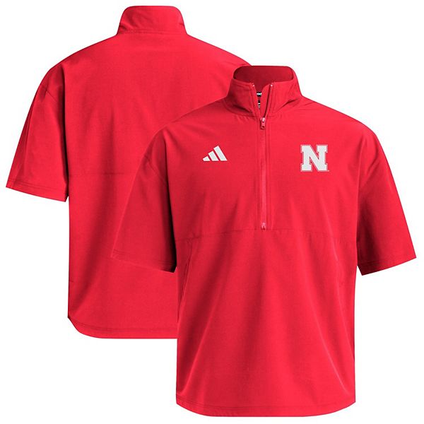 Мужская красная толстовка Nebraska Huskers с коротким рукавом и молнией на четверть Adidas — фото 2