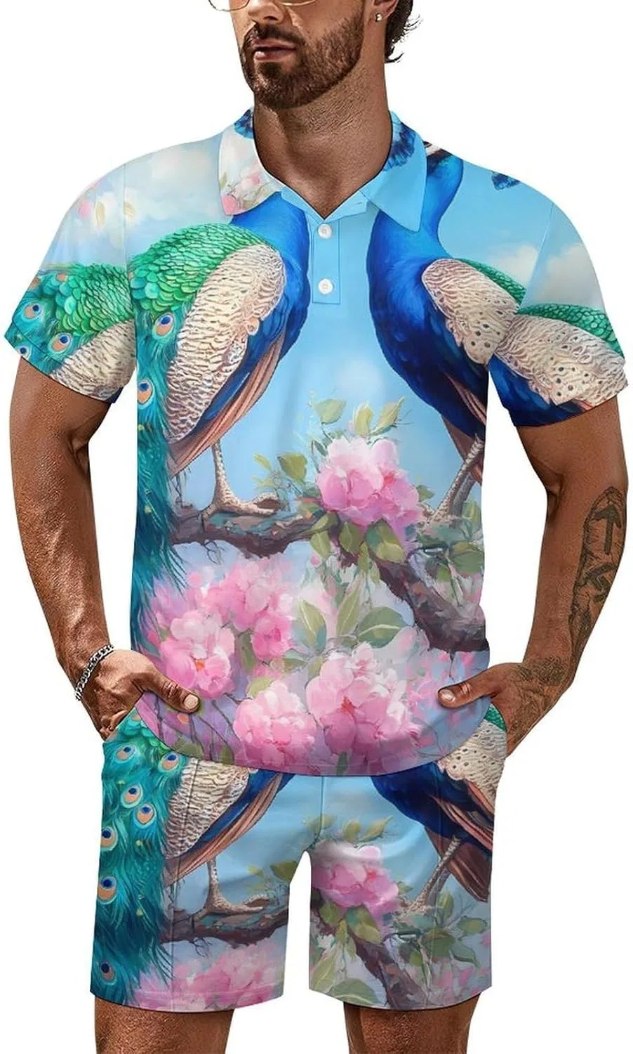 Мужской спортивный костюм из поло и шорт, Generic, Style