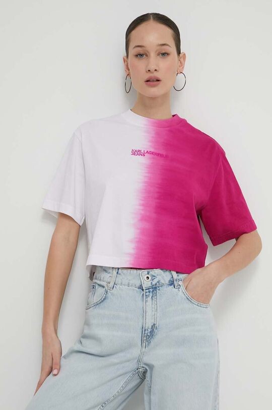 

Хлопковая футболка Karl Lagerfeld Jeans, розовый