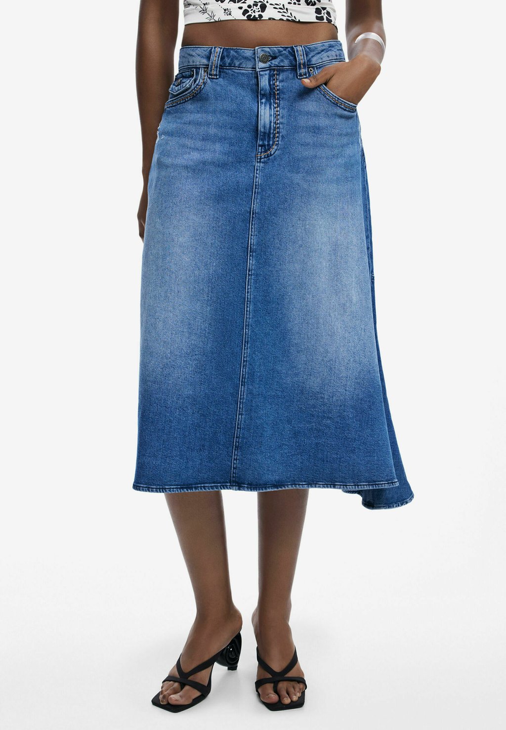 

Джинсовая юбка ASYMMETRIC MIDI - A-line skirt Desigual, синий
