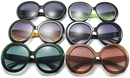 

Круглые солнцезащитные очки для женщин в винтажном стиле, черные с зелеными линзами, увеличенной оправой, зеркальные, защита от ультрафиолета UV400 MTZJH, 5