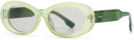 

Популярные модные овальные солнцезащитные очки для женщин, винтажные, конфетного цвета, прозрачные, градиентные, мужские панк-солнцезащитные очки MTZJH, Green Light Gray
