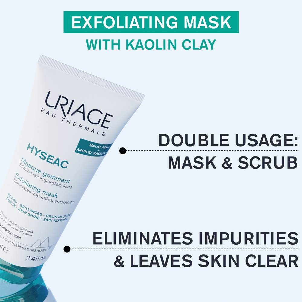 Маска для лица Uriage — Отшелушивающая Hyseac для жирной и комбинированной кожи, 100 мл — фото 4