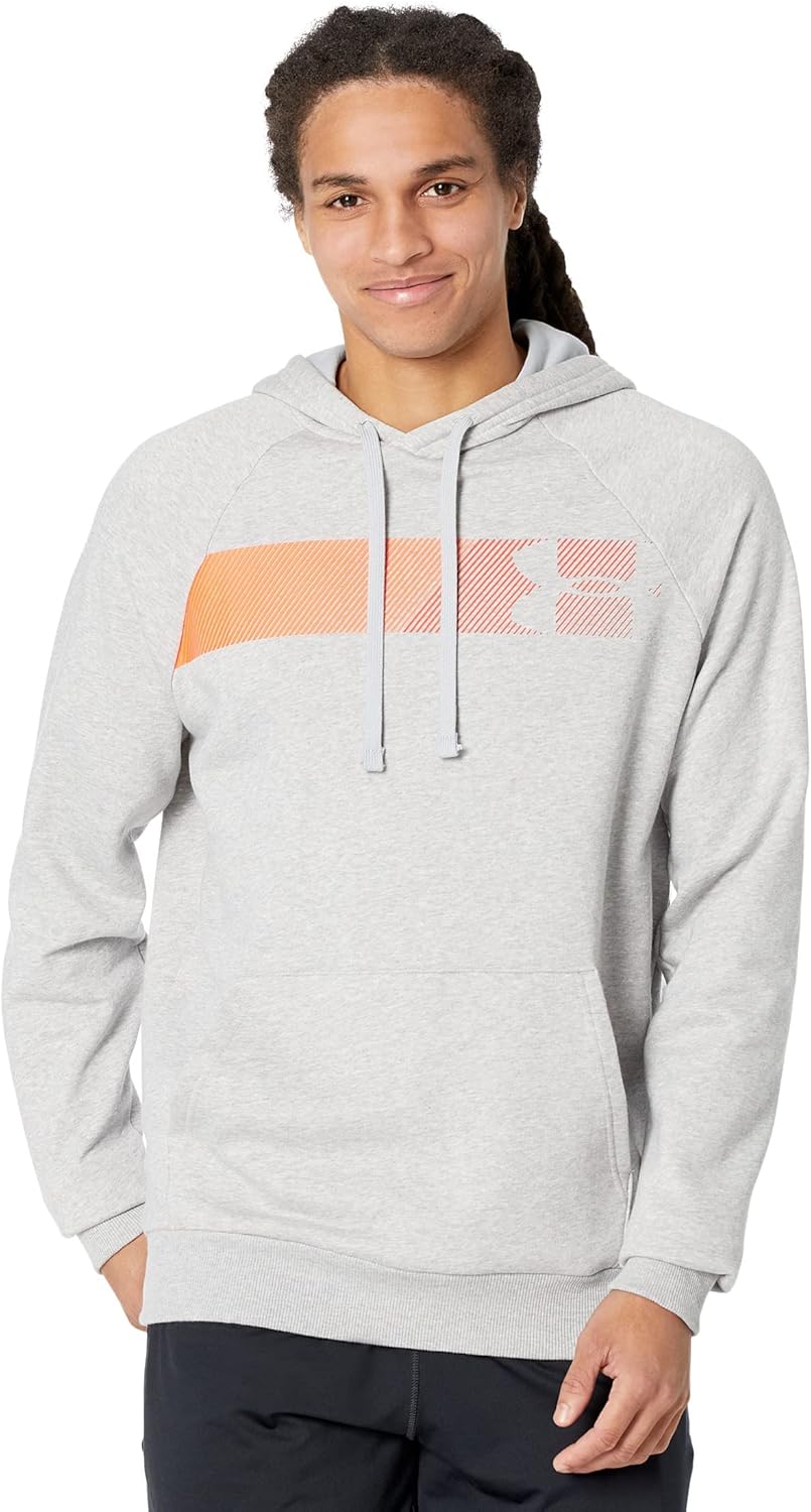 

Under Armour Rival Fleece Graphic Hoodie, Mod Gray Light Heather/Radio Red