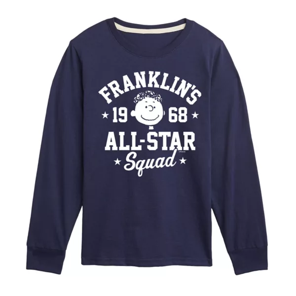 

Футболка с длинным рукавом для мальчиков 8-20 Peanuts Franklin's All-Star Squad Licensed Character, синий