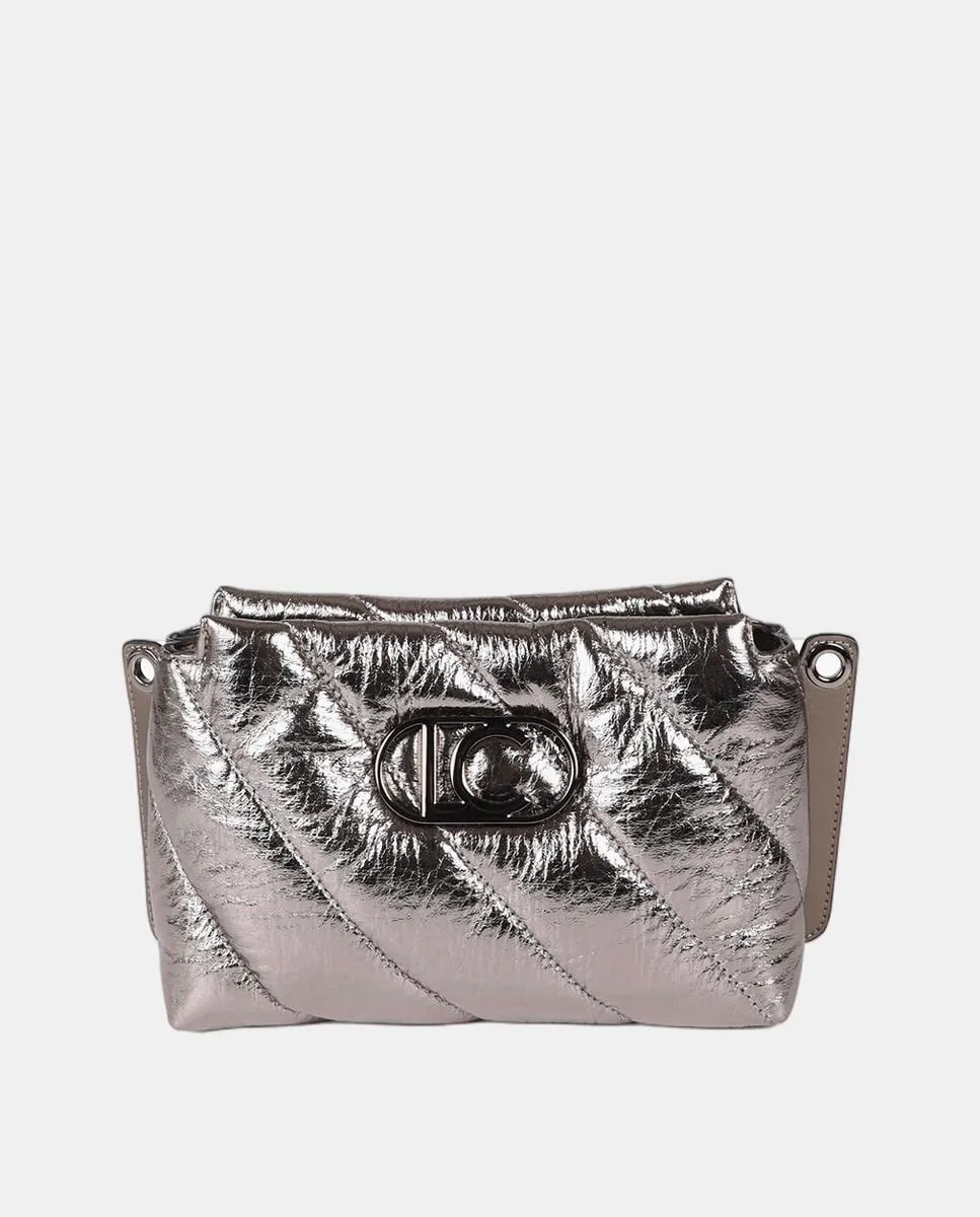 

Стеганая сумка через плечо из металлизированной ткани Lola Casademunt, серебряный