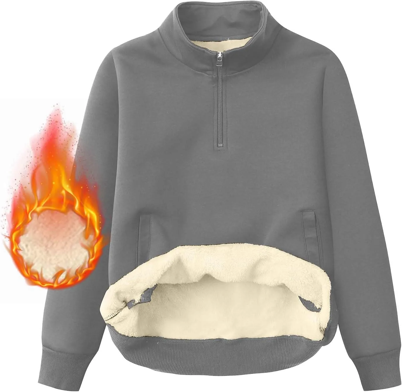 

Мужской флисовый худи Sherpa с карманами и четверть-молнией fnnxeal