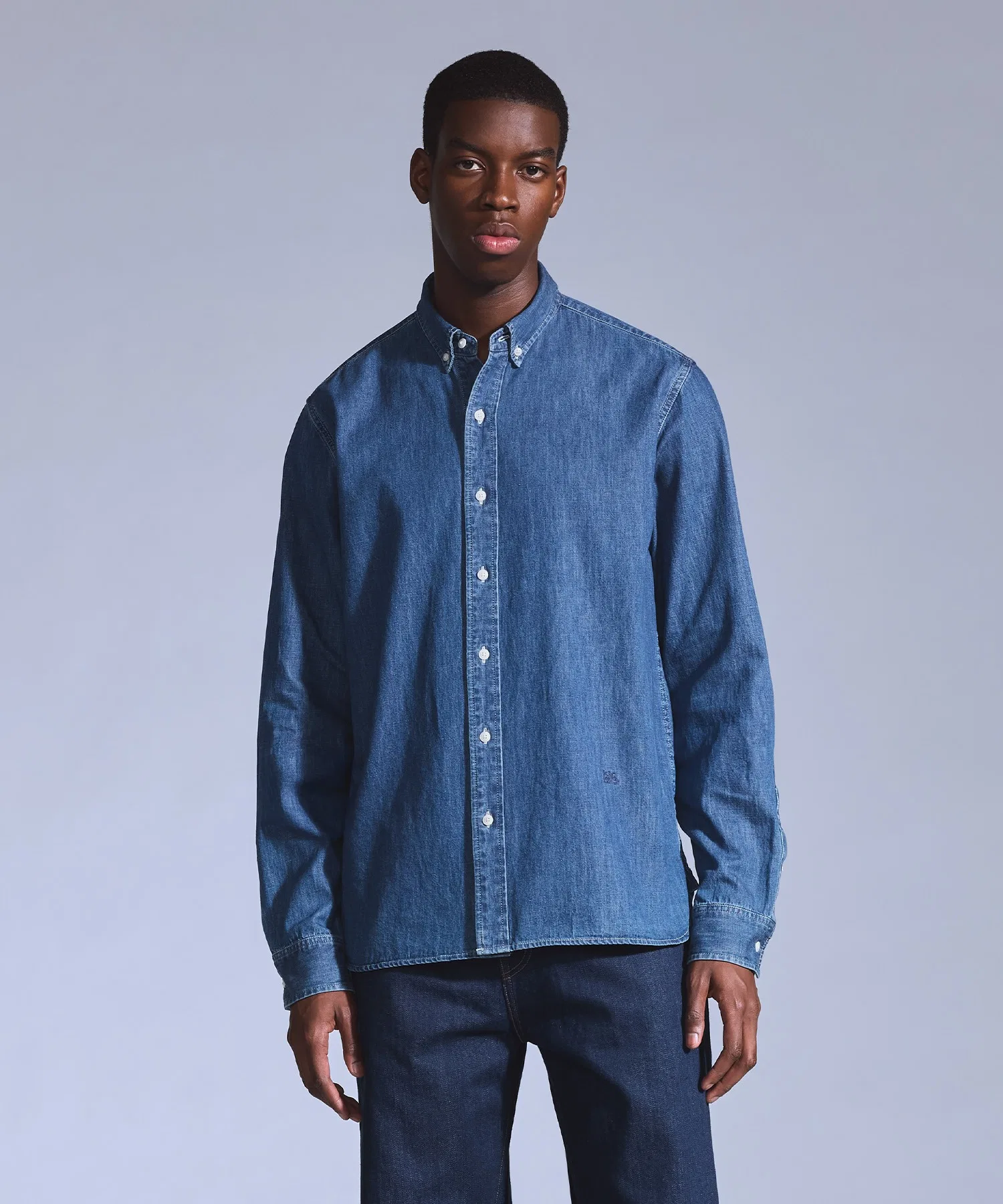 Мужская рубашка Levi's BlueTab кнопки хлопок тёмно-синяя