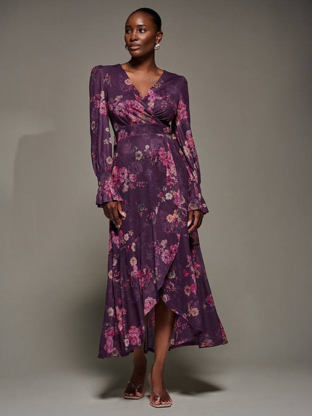 

Флоральное платье макси с длинными рукавами Jolie Moi, Purple Floral