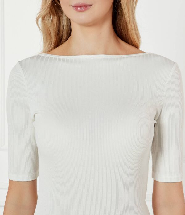 Блуза Slim fit Calvin Klein, экрю — фото 4