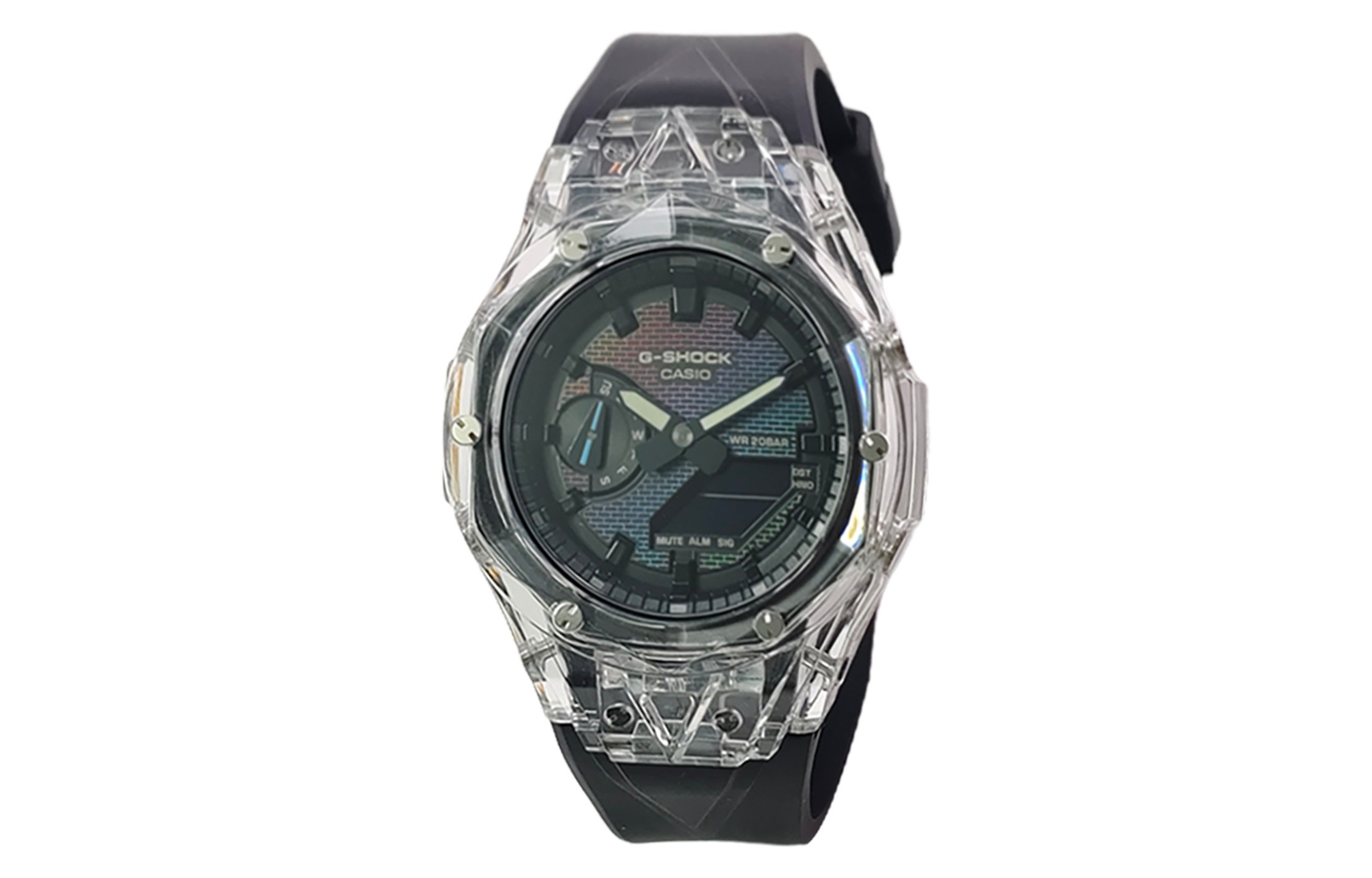 

Кварцевые часы с фторэластомерным ремешком, мужские часы, разноцветный циферблат CASIO