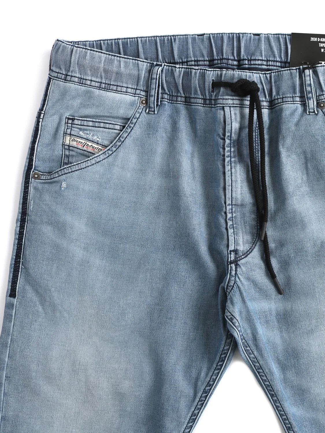 Зауженные джинсы Diesel 2030 D-KROOLEY JOGGJEANS Superstretch & Supersoft светло-голубого цвета — фото 4
