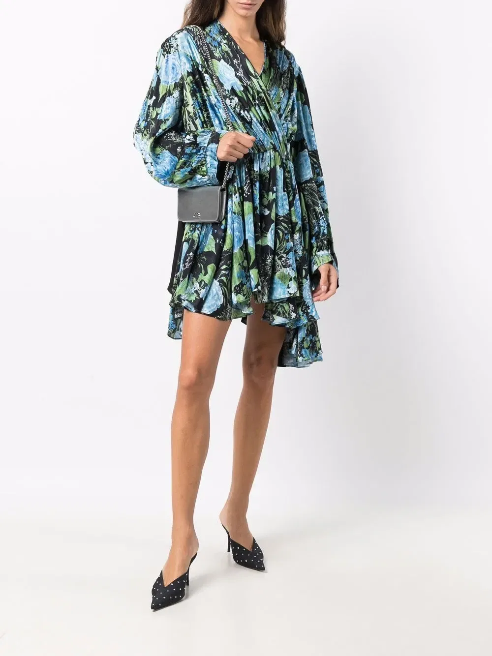 Платье-Халат с цветочным принтом Balenciaga, черный — фото 2
