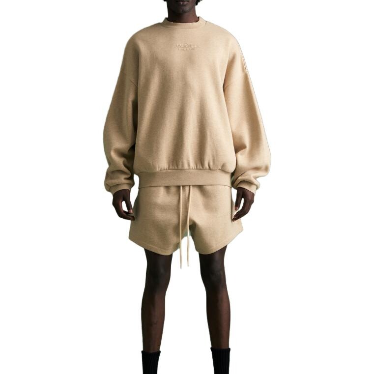 Толстовка с круглым вырезом и вышитым логотипом Fear Of God Essentials, цвет Gold Heather — фото 3