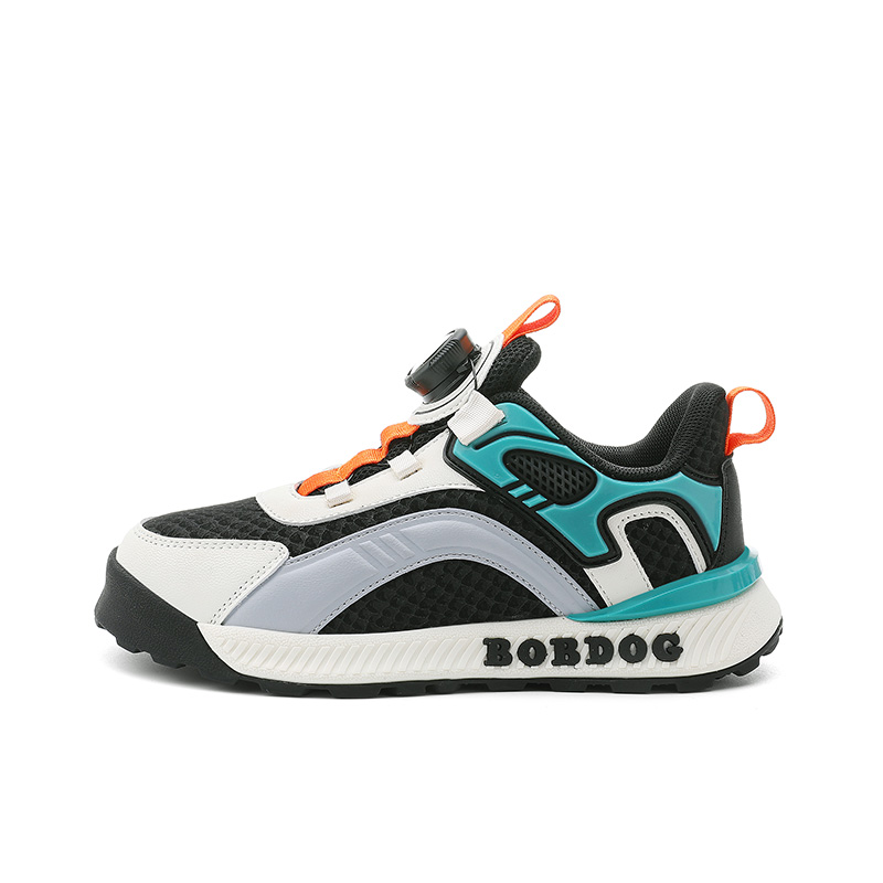 

Нескользящие и износостойкие водостойкие низкие детские кроссовки для повседневной жизни BOBDOG, черный/зеленый