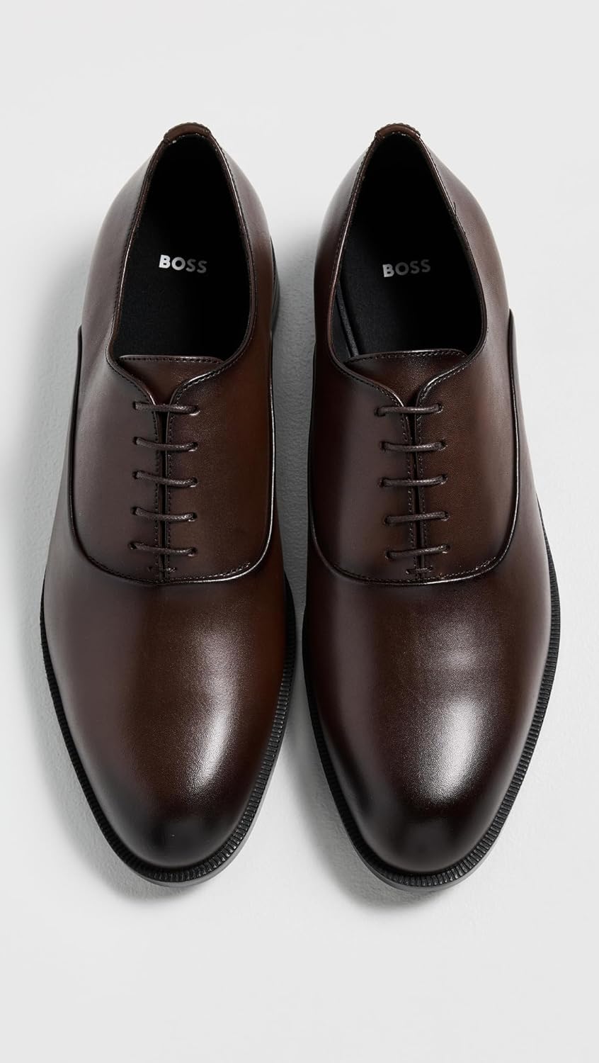 Мужские оксфорды BOSS Tayil из гладкой кожи, Coco Brown — фото 4