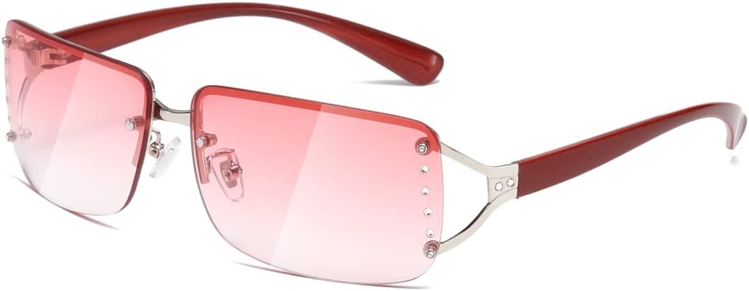 

Солнцезащитные очки Kimorn прямоугольной формы для женщин и мужчин, стильные, без оправы, модные, в стиле ретро, ​​90-х, винтажные, квадратная оправа, K1314, Silver Frame Gradient Pink Lens