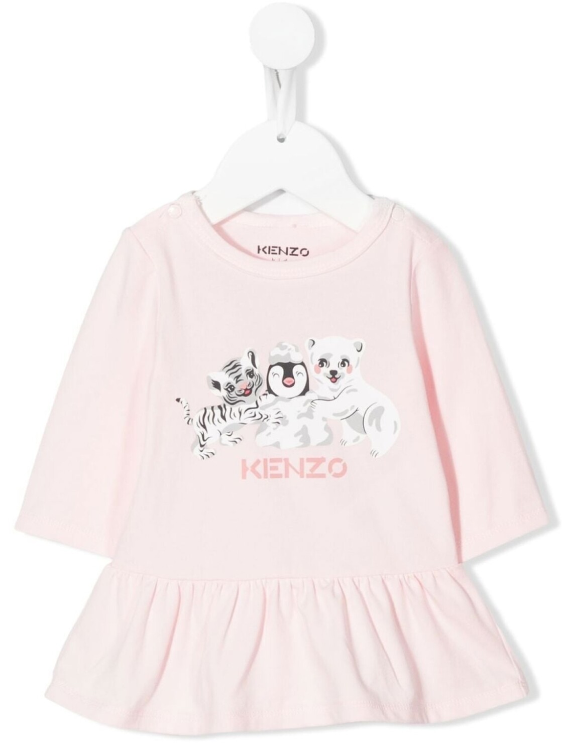 

Платье с оборками и логотипом Kenzo Kids, розовый