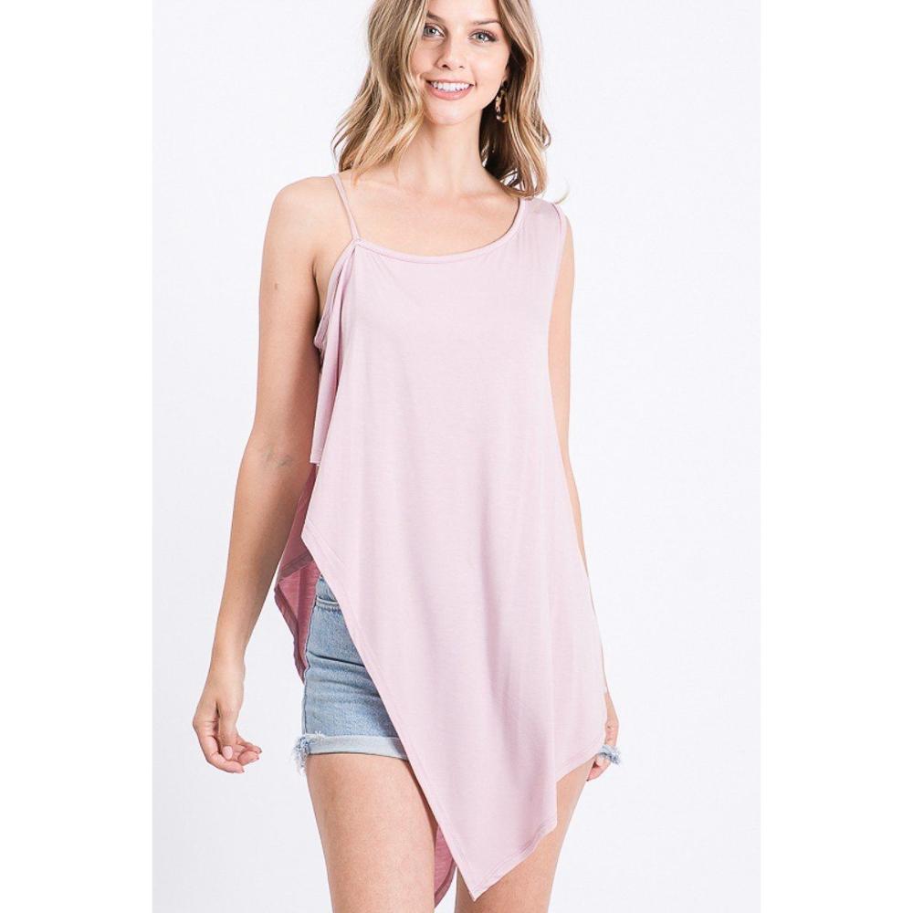 

Однотонный трикотажный топ с круглым вырезом и боковым вырезом FASHNZFAB, красный