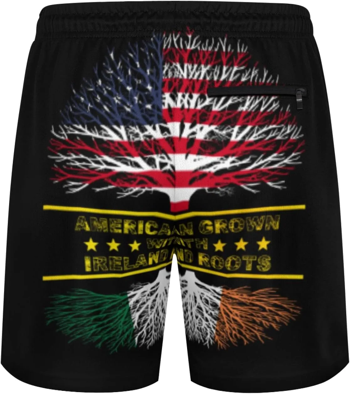 Мужские плавки American Grown and Ireland Roots с сетчатой ​​подкладкой, завязками, быстросохнущие, с карманами Generic, черный — фото 2
