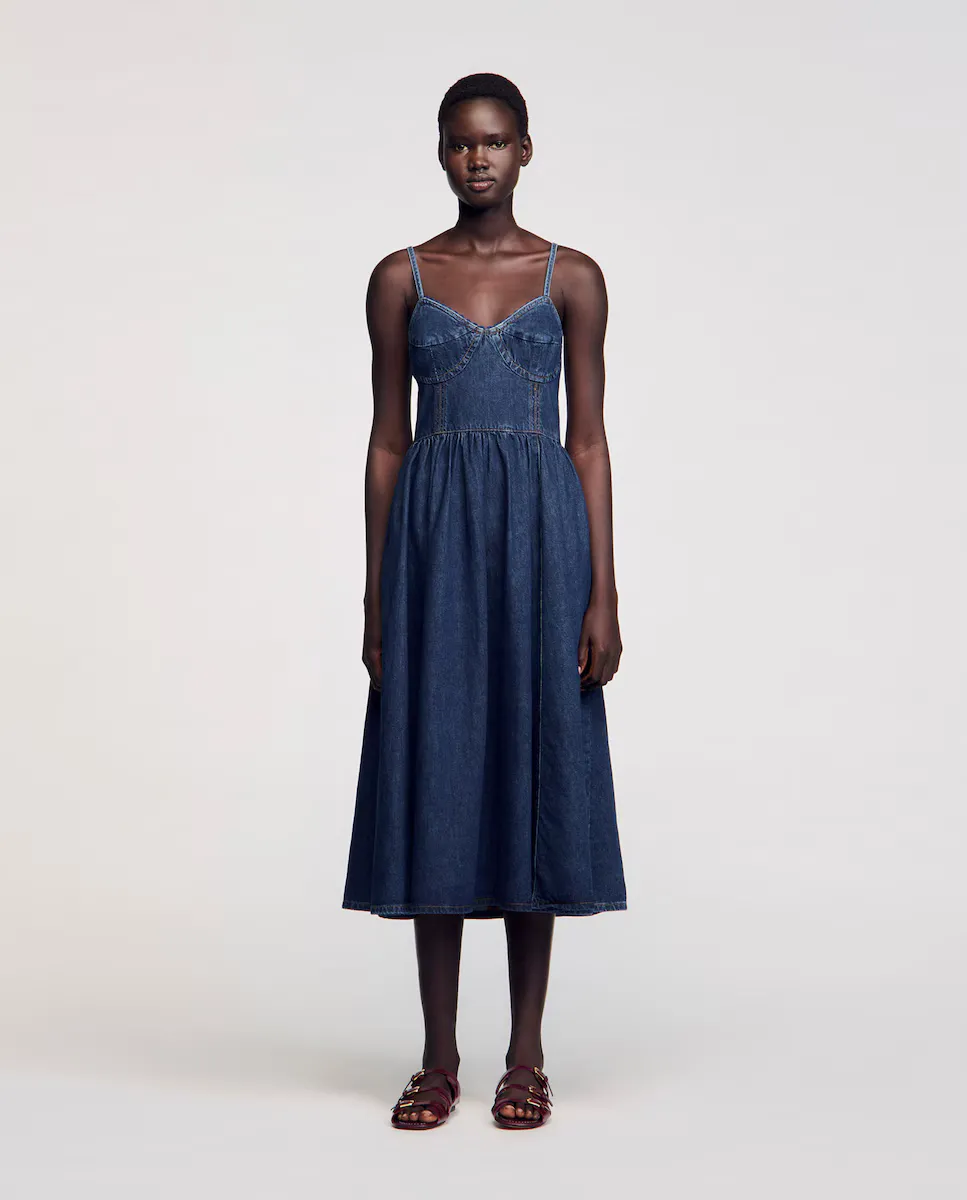 

Джинсовое платье миди Sandro, синий