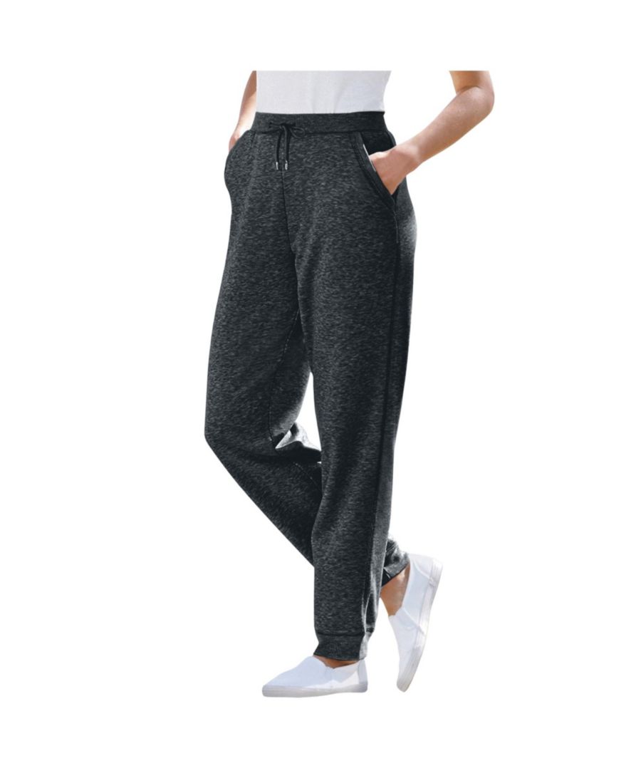 

Женские спортивные брюки Within Better-Fleece Pull-On Jogger Sweatants Woman Within, Heather charcoal
