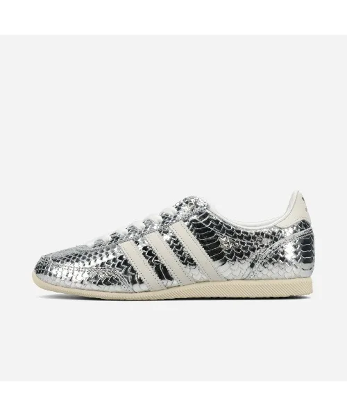 Унисекс кожаные кроссовки с двойной строчкой adidas Originals JAPAN серебристые — фото 4
