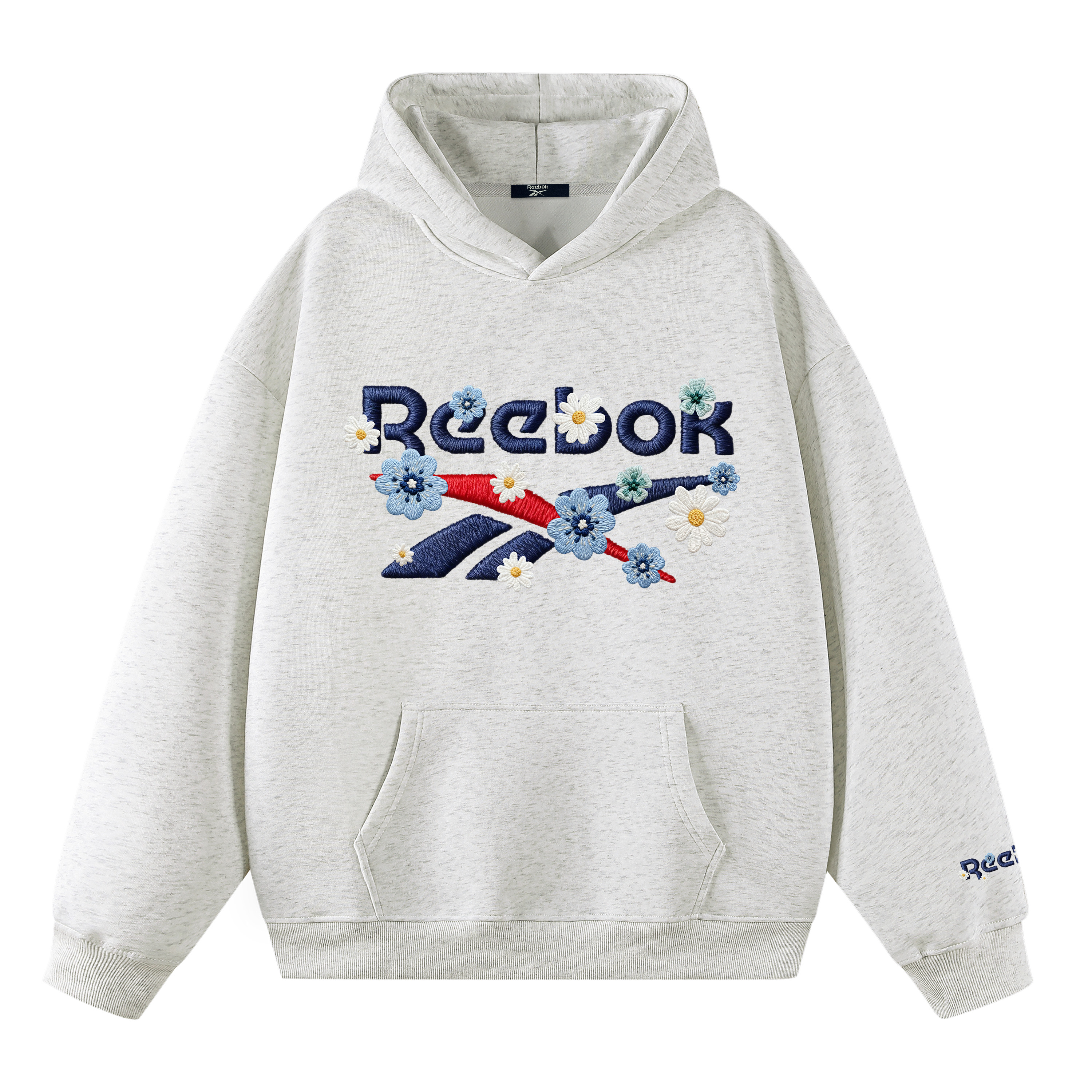 

Толстовка Unisex Hooded Moderate Heavyweight Reebok, белый heather серый[fleece-lined]