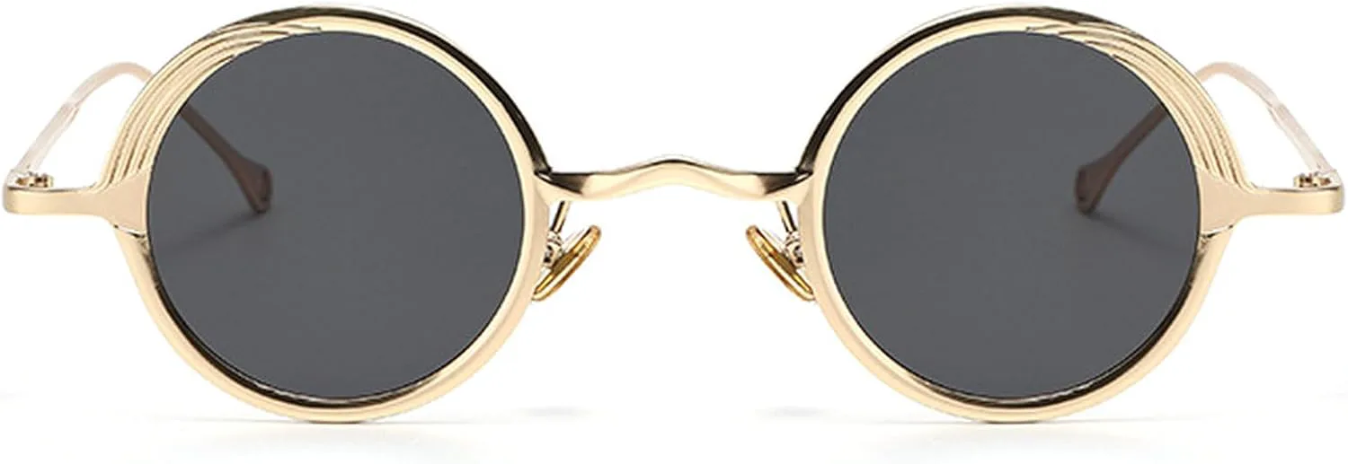 

Ретро классические металлические маленькие круглые панк-солнцезащитные очки для мужчин и женщин, поляризованные, модные солнцезащитные очки UV400 mincl, Gold Black