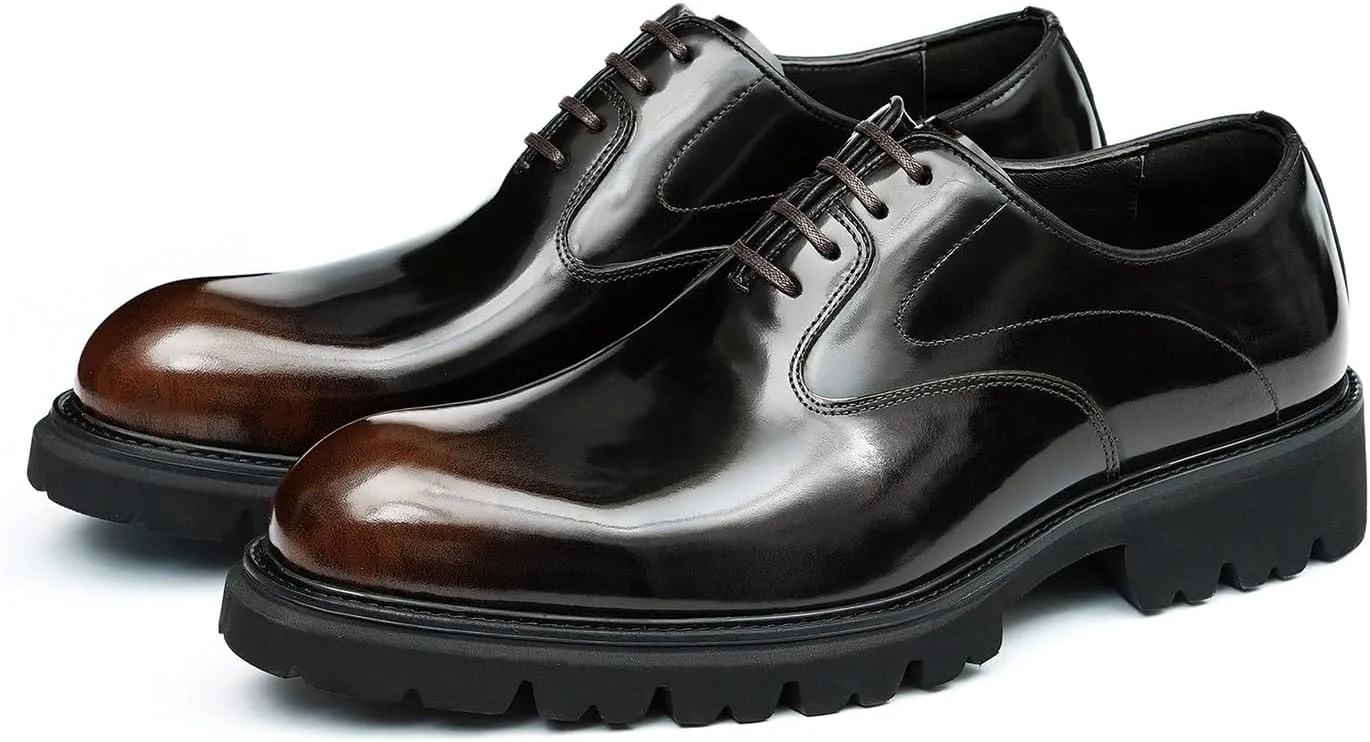 

Мужские оксфорды Santimon, черные, формальные деловые кожаные туфли с заостренным носком, дерби, повседневная обувь для мужчин, коричневый