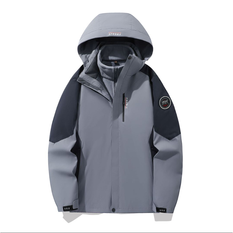 

JEEP SPIRIT Теплый износостойкий водостойкий ветрозащитный ветровка Унисекс, Gray (Two-Piece Set)