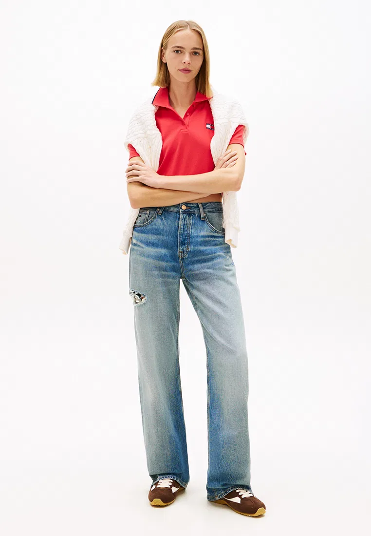 Поло с коротким рукавом, с нашивкой, Tommy Jeans Tommy Hilfiger, мультиколор — фото 4