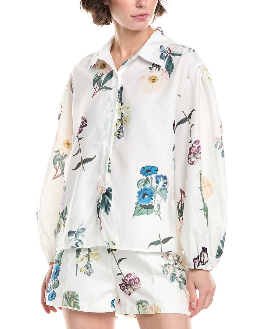 

HL Affair Блузка с рукавами-фонариками из льняной смеси, белый