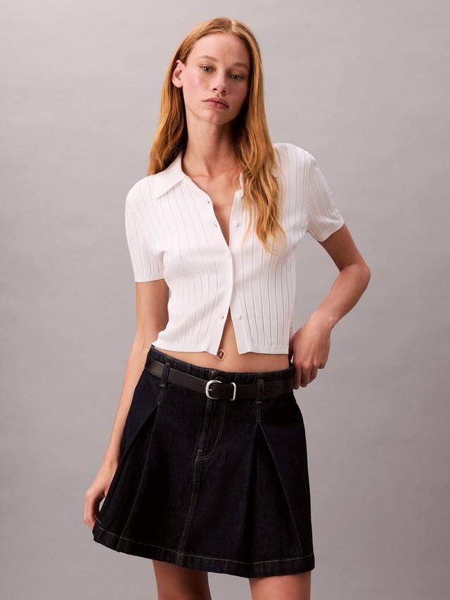 

Классическая плиссированная хлопковая юбка деним Calvin Klein