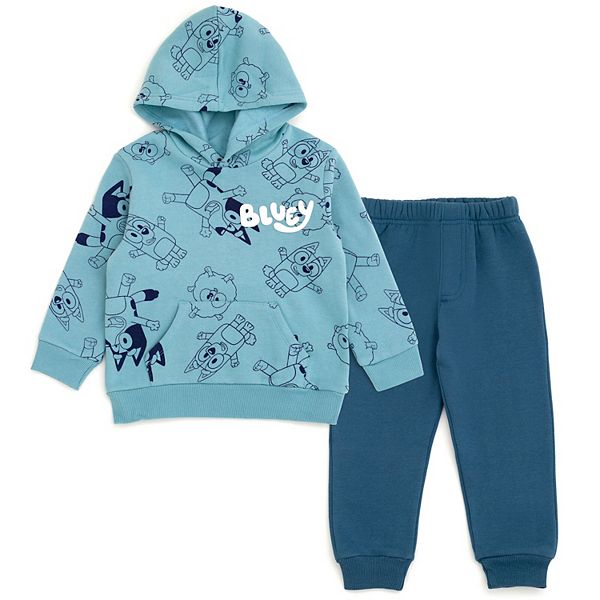 Комплект Bluey: худи и брюки из флиса Imagikids, Teal Blue Bluey