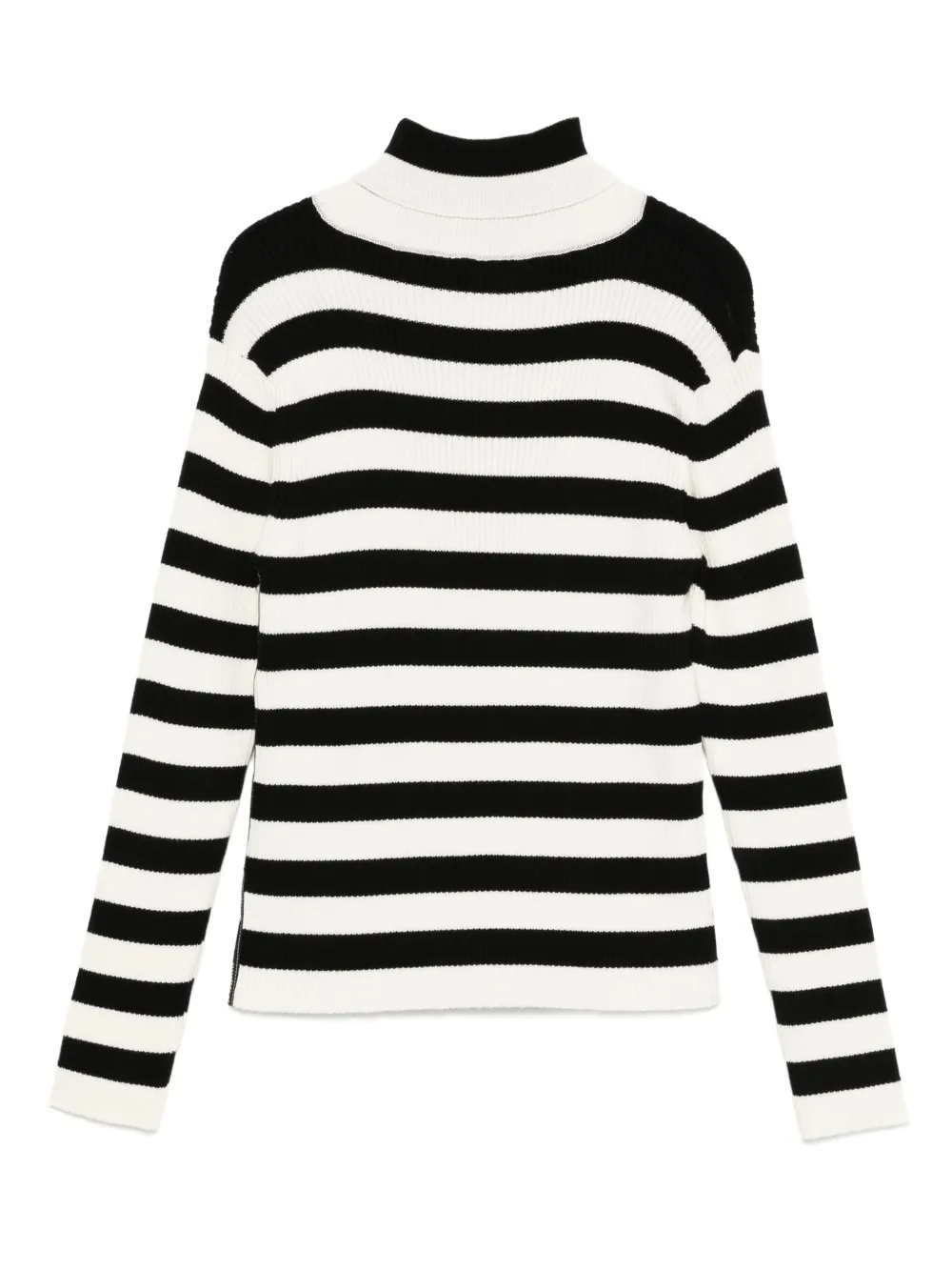 Полосатый свитер с высоким воротом Balmain Kids, нейтральный — фото 2