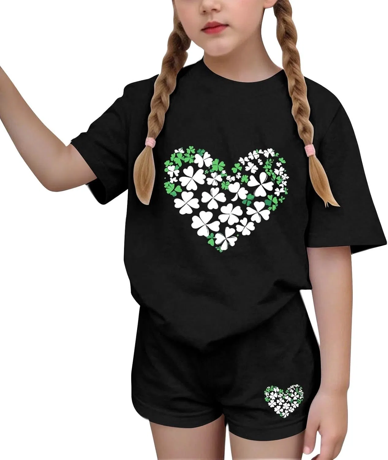 Детский спортивный костюм с принтом Shamrock, Zzalalana, 2 предмета, Black
