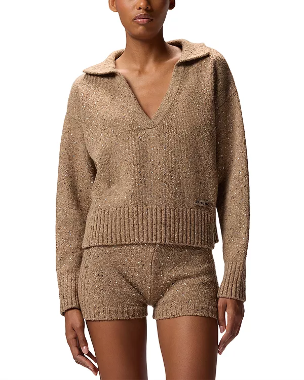 

Жаккардовый свитер-поло Nibani Pinko, бежевый