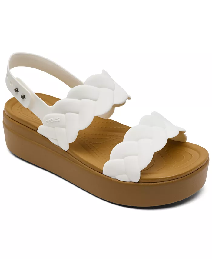 Женские сандалии Brooklyn Woven на низкой танкетке от Finish Line Crocs, белый