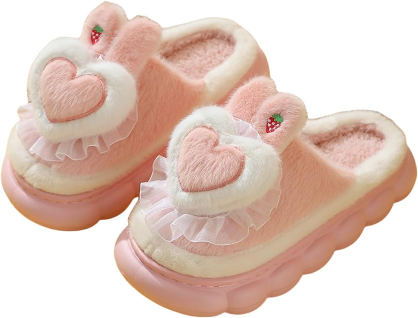 

Домашние тапочки Preppy Heart для женщин и мужчин, парные, пушистые, мягкие, плюшевые, для дома и улицы, милые, теплые, с противоскользящей подошвой Elirar, розовый