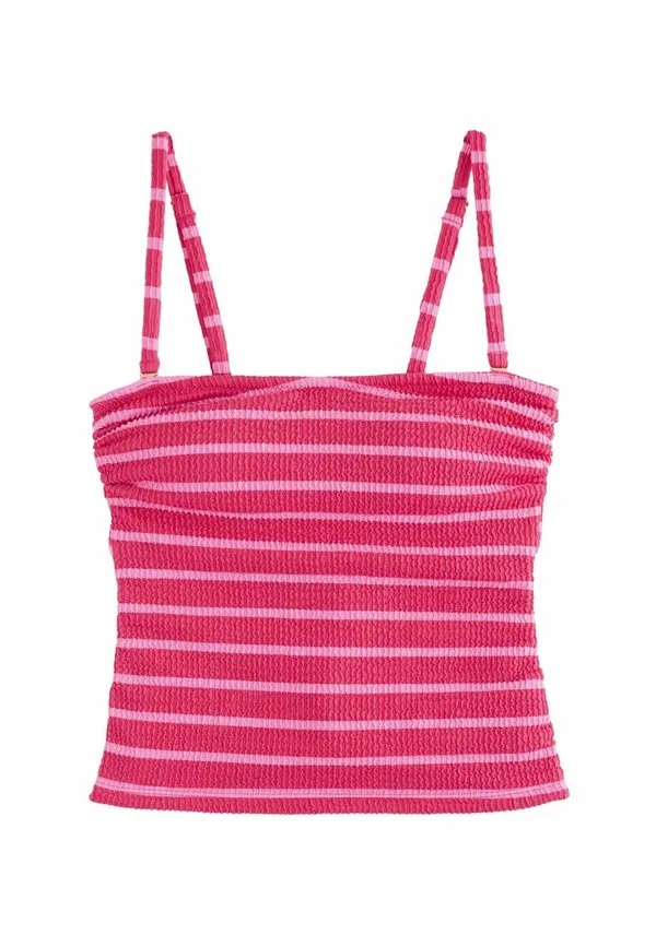 Наденьте топ от бикини-бандо Next, Pink Red Stripe Crinkle — фото 4