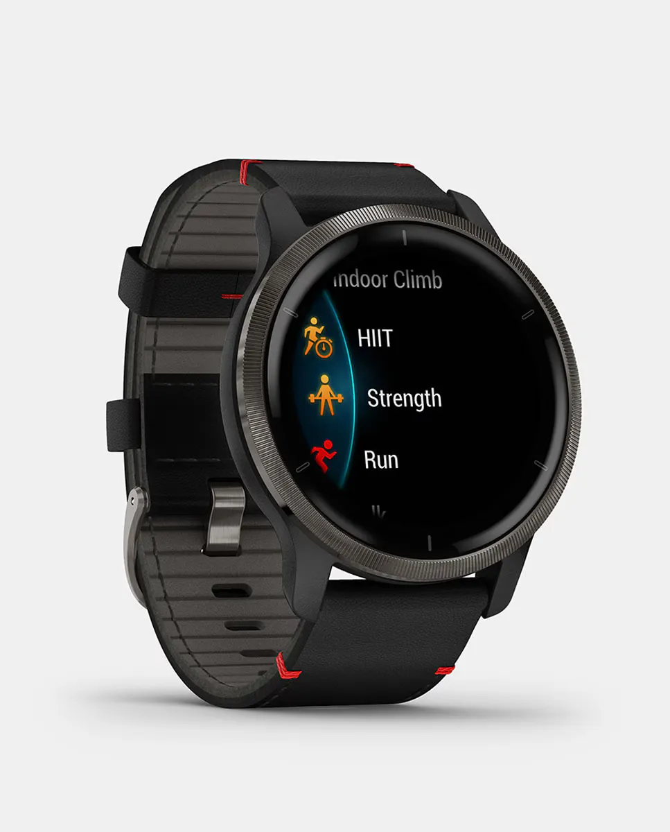 

Умные часы Garmin Venu 2 из технологичной черной кожи, черный