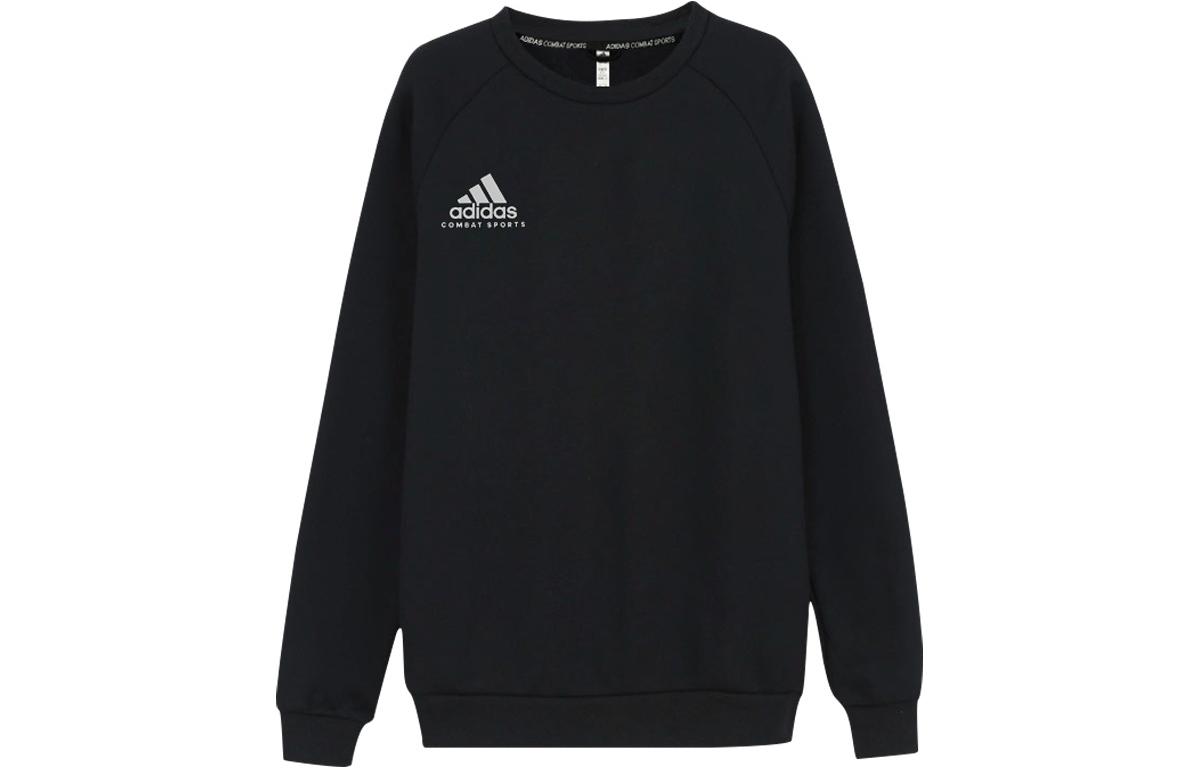Adidas Свитшоты Unisex черный с белым логотипом Crew Neck Moderate Others — фото 3