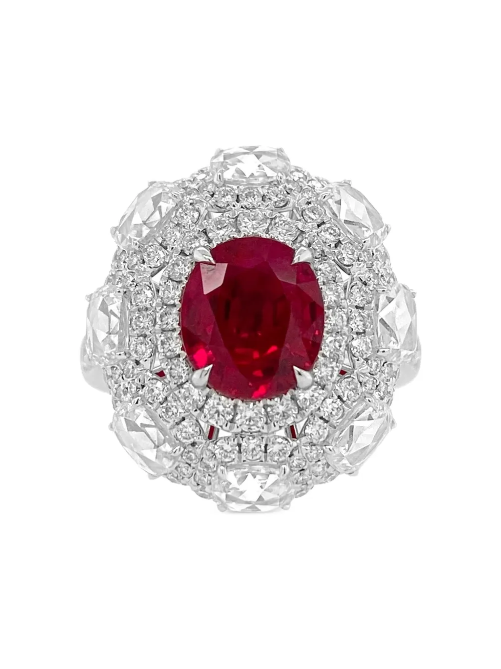 

Кольцо из белого золота с бриллиантами и рубином HYT Jewelry, серебяный