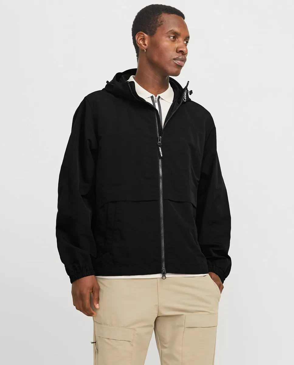 

Мужская легкая куртка на молнии с капюшоном Jack & Jones, черный
