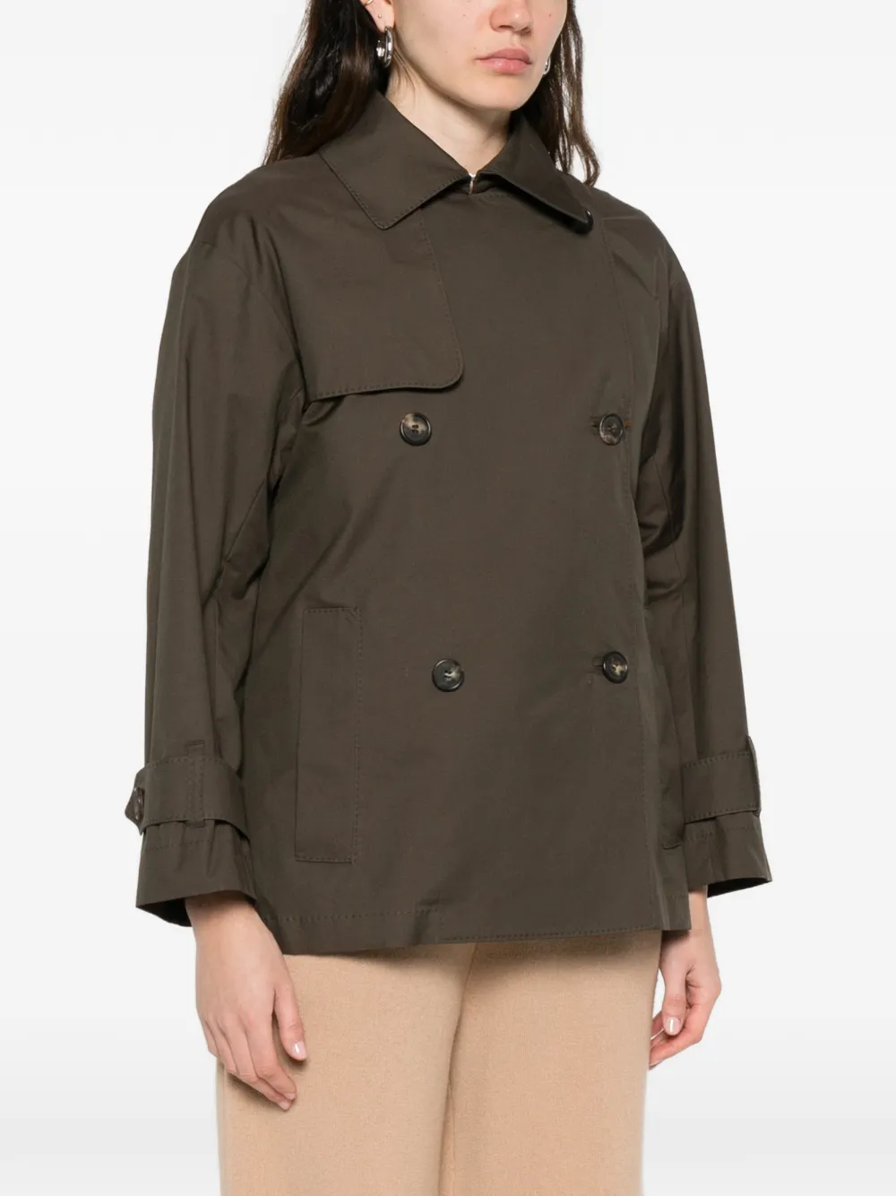Двубортное пальто с нашивкой-логотипом MAX MARA, зеленый — фото 3