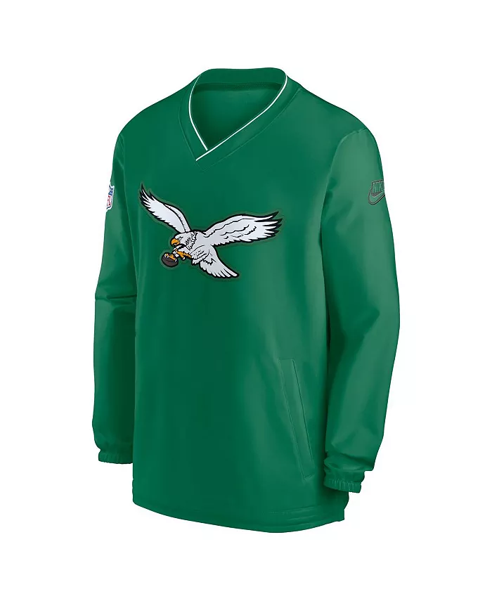 Мужская толстовка с длинным рукавом и V-образным вырезом Kelly-Green Philadelphia Eagles Throwback Logo Nike — фото 3