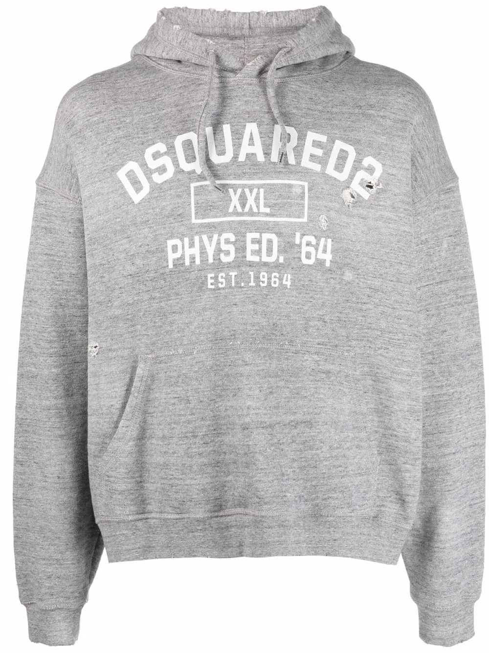 

Худи с эффектом потертости и логотипом DSQUARED2, серый